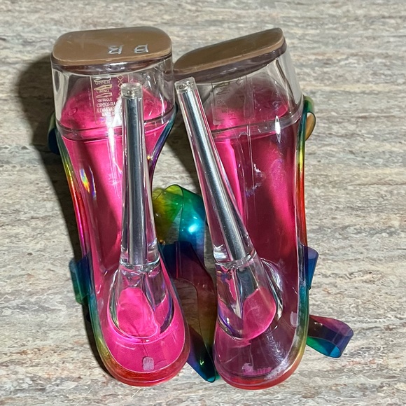 NWOB Azalea Wang Croix Rainbow 🌈 open toe strapped high heels sandals - Picture 13 of 16